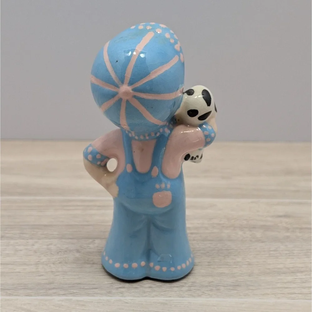 Vintage Hand Painted Ceramic Boy Figurine w/ Puppy Signed by Ferrell 4.25